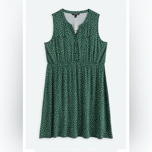 Green Polka Dot Sleeveless Dress